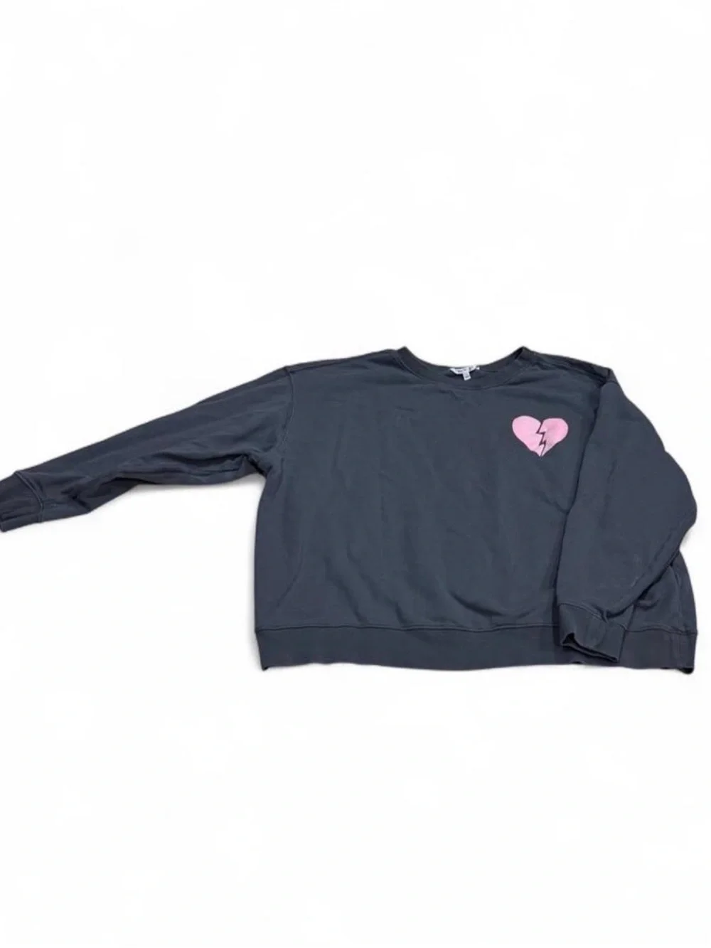 Wildfox Black Crewneck Sweatshirt with Pink Broken Heart Graphic